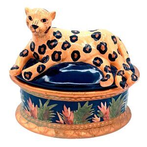 Raymond Waites Vintage 1990s Safari Collection Leopard Handpainted Porcelain Van